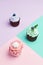 Dessert. Cupcakes On Colorful Background