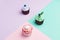 Dessert. Cupcakes On Colorful Background