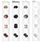 Dessert dragee, chocolate roll, chocolate pasta, puff pastry. Dessert set collection icons in cartoon black monochrome