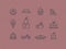 Dessert icons art deco coral