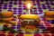 Dessert imposter cheeseburgers and hamburgrer with birthday candle