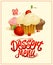 Dessert menu cover design with cupcakes and berries
