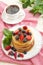 Dessert plate with pancakes and fresh berries