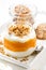 dessert with pumpkin, whipped cream and cookies, vertical