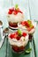 Dessert with strawberries, amaretto biscuits