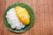 Dessert sweet sticky rice with mango coconut milk