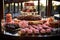 Dessert table adorned with mouthwatering donuts and a candy rainbow. AI Generated