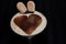 Dessert Tiramisu decorated with heart - optional picture