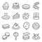 Dessert Vector Line Icon Set. Contains such Icons as Cupcake, Donut, Macaron, Pudding and more. Expanded Stroke