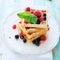 Dessert waffles with berries