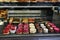 Desserts in bakery window