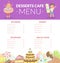 Desserts Cafe Menu, Kids Food Menu, Ice Cream, Beverages, Bakery, Special Offer Vector Illustration