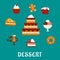 Desserts with cake and confectionery icons