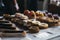 Desserts on sale at Borough Market, London.