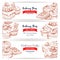 Desserts sketch bakery shop banners set