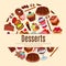 Desserts vector poster for pastry or patisserie