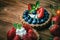 Desserts on wooden table