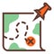 Destination icon. End point marked on map. Target place symbol