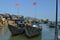 Destination scenic of two large fishing boats on the Thu Bon River, Hoi n Vietnam 