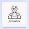 Destination thin line icon: pointer on the globe. Modern vector illustration