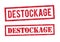 Destockage Clearance in French in red ink stamp