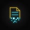 Destroy, document neon icon. Blue and yellow neon vector icon