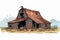 destroyed barn demolished building vector flat isolated illustration