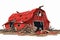 destroyed barn demolished building vector flat isolated illustration