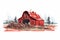 destroyed barn demolished building vector flat isolated illustration