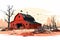 destroyed barn demolished building vector flat isolated illustration