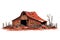 destroyed barn demolished building vector flat isolated illustration