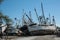 Destroyed Boats after Hurricane Ian in Fort Myers Florida Sea Front, USA