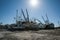 Destroyed Boats after Hurricane Ian in Fort Myers Florida Sea Front, USA