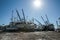 Destroyed Boats after Hurricane Ian in Fort Myers Florida Sea Front, USA