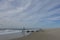 Destroyed fishing gangway on Cape May beach