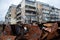 Destroyed garages at Hostomel, Ukraine - March 10, 2023