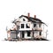 destroyed home demolished building vector flat isolated illustration