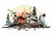 destroyed home demolished building vector flat isolated illustration