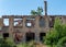 destroyed houses in an abandoned city without people in Ukraine