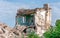 destroyed houses in an abandoned city without people in Ukraine