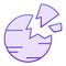 Destroyed planet flat icon. Broken planet violet icons in trendy flat style. Space gradient style design, designed for