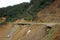 Destroyed road landslide damaged of powerful flood in the mountains of Colombia
