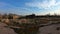 Destroyed silo storage facility. Abandoned farm buildings