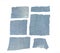 Destroyed torn denim blue jeans frayed flap patch fabric frame