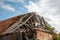 Destroyed wooden roof