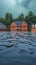 Destructive floodwaters surround homes during a relentless rainstorm