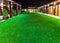 Detached house at night view from outside the rear courtyard.