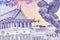 Detail of 1000 cambodian riel bank note reverse