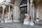 Detail of the Access Door to the Cathedral of Cremona with the Statues of the Two Lions, Lombardy, Italy