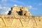 Detail of ancient Mayan architecture in Uxmal archeological site